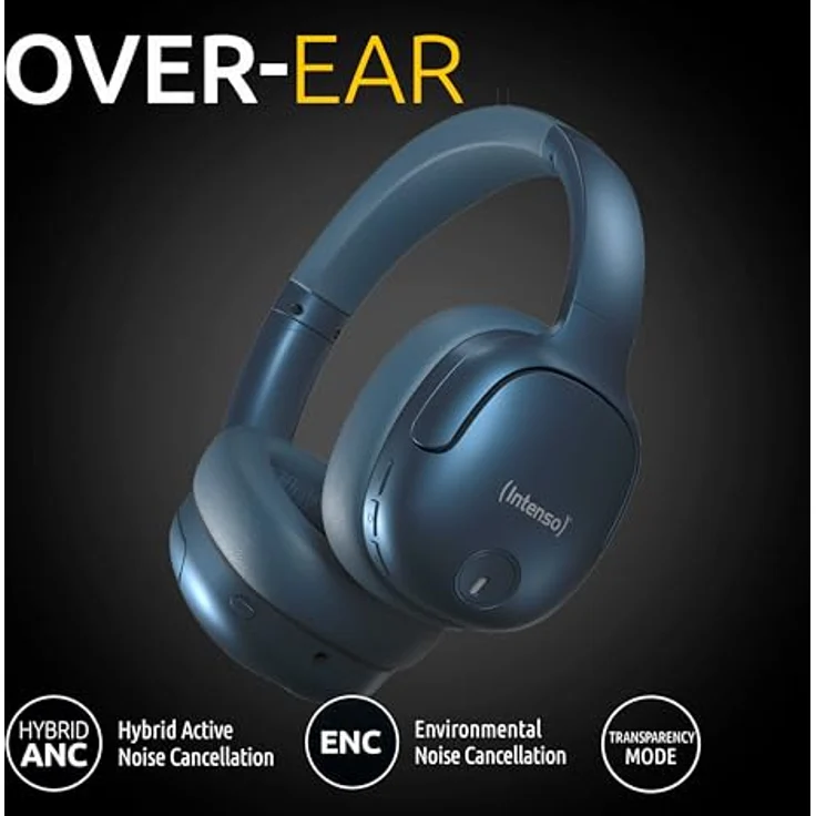 Intenso O400HA Over-Ear Kopfhörer - Hybrid Active Noise Cancelling, bis zu 75 Stunden Laufzeit, Bluetooth 5.3, blau – Bild 4