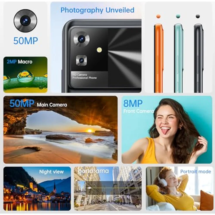 CUBOT Note 21(2023) Smartphone Android 13-6GB(12GB) RAM +128GB ROM Handy Ohne Vertrag, 50MP + 8MP Kamera, 6.56" HD+, 5200mAh Simlockfreie Handys, Dual SIM 4G, Octa Core/Face ID/GPS/BT5.0 - Schwarz – Bild 5