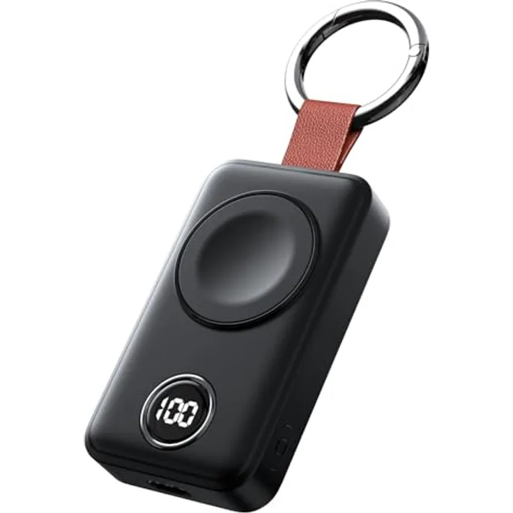 JOYROOM JR-WQW01, kabellose Powerbank 2000mAh 3W für Apple Watch, schwarz mit Digitalanzeige und Schnellladefunktion