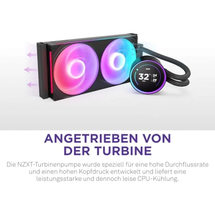 NZXT Kraken Elite 280 RGB AIO CPU-Flüssigkeitskühler - Schwarz, Turbine Pump, 2.72“ IPS LCD, RGB Core Lüfter – Bild 2