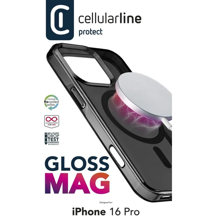 Cellular Line Gloss MagSafe Cover für Apple iPhone 16 Pro, Schwarz, Versandkostenfrei – Bild 1
