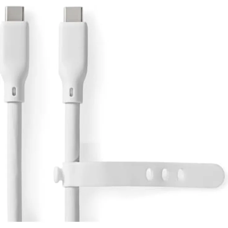 Nedis Silikon USB 3.2 Gen 2 Kabel C-C, 1 m, 20 Gb/s, 240 W, 8K@30 Hz, Weiß