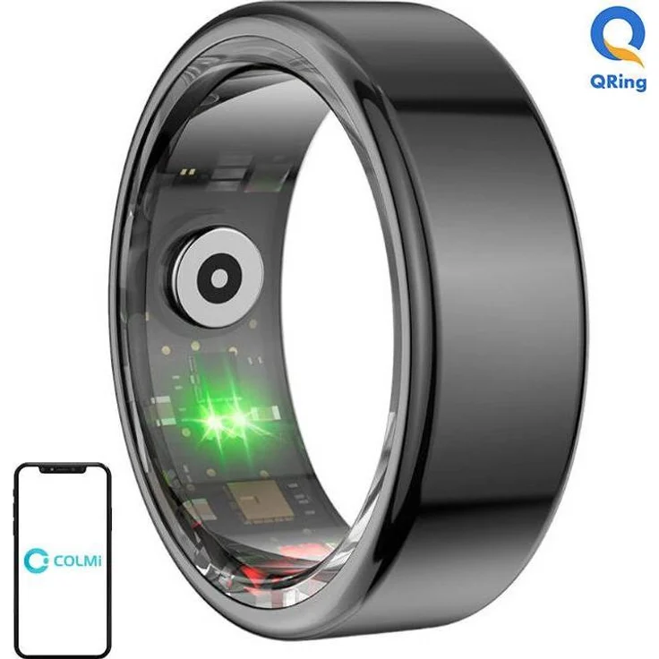 Colmi R02 Smart Ring, Gesundheitsmonitor mit 21 Sportmodi, IP68 wasserfest, Schwarz