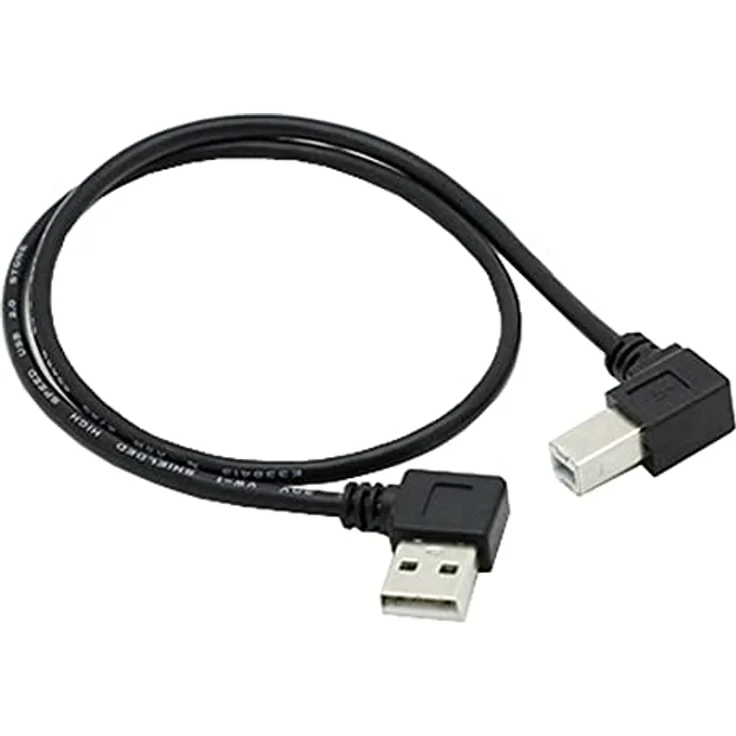 Bolwins M03S USB 2.0 Druckerkabel 90 Grad - Ideal für Drucker und Scanner, 480 Mbit/s Datenübertragung, 50cm, Abwärtswinkel-Design – Bild 3