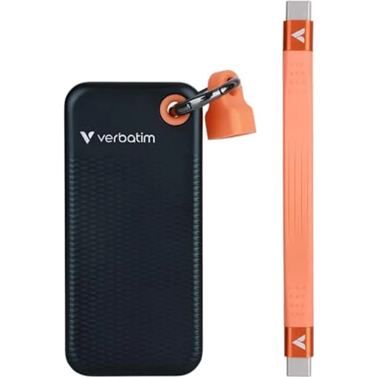 Verbatim 2 TB Pocket SSD USB 3.2 Gen 2 mit Schlüsselanhänger, Schwarz/Orange – Bild 4