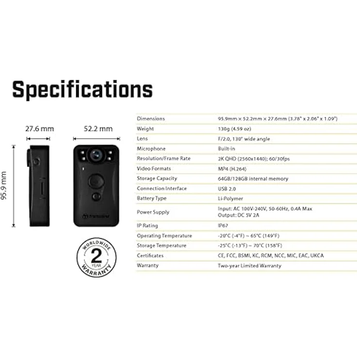 Transcend DrivePro Body 40, 128GB 2K QHD Bodycam mit WLAN, Bluetooth, GPS, spritzwassergeschützt, Schwarz – Bild 12