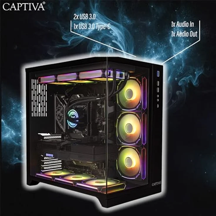 Captiva Highend Gaming I89-020, Desktop-PC mit Intel Core i9-14900KF, 64 GB DDR5-RAM, 2000 GB M.2 SSD, NVIDIA GeForce RTX 5080, Schwarz – Bild 6
