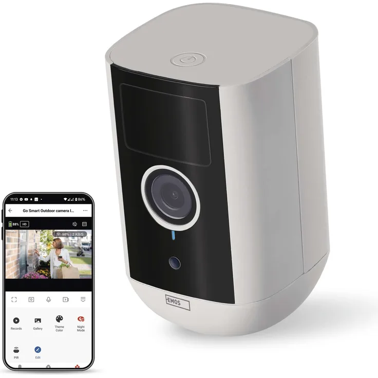 EMOS GoSmart universale 5MP Überwachungskamera, kabellos, kompatibel mit Alexa/Google Assistant, weiß