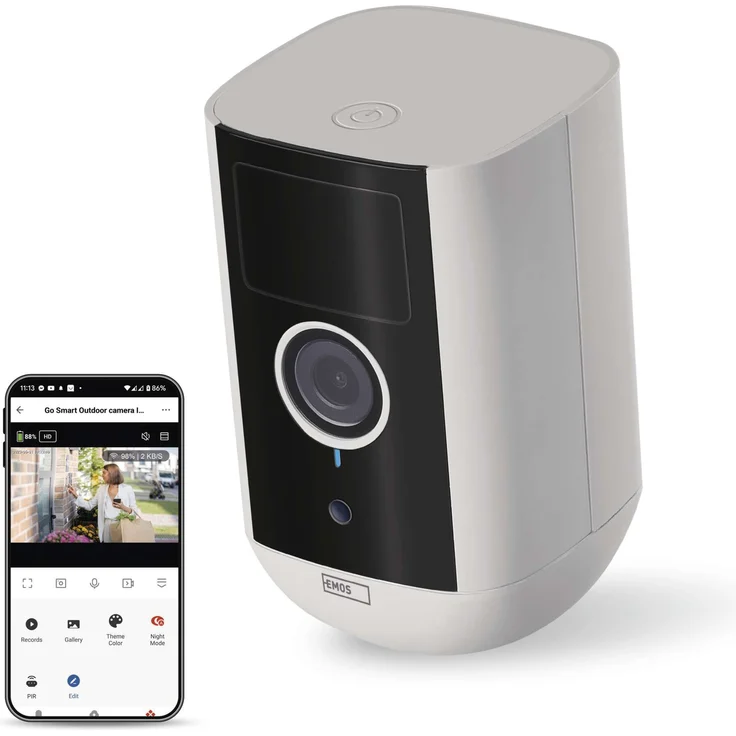 EMOS GoSmart universale 5MP Überwachungskamera, kabellos, kompatibel mit Alexa/Google Assistant, weiß