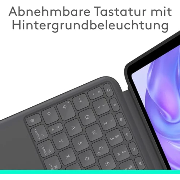 Logitech Combo Touch iPad Pro 11 Zoll (M4) (2024) Tastatur-Case - Hintergrundbeleuchtete Tastatur, Multi-Use-Modus, Deutsches QWERTZ, Graphit – Bild 3