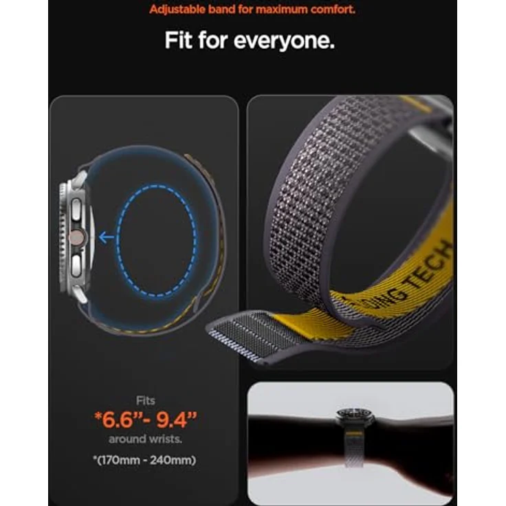 Spigen Athlex Air Armband für Samsung Galaxy Watch 8 44mm/40mm, 8 Classic 46mm (2025) - Hochwertiges Stoffarmband mit sicherem Klettverschluss, Actives Grau – Bild 5
