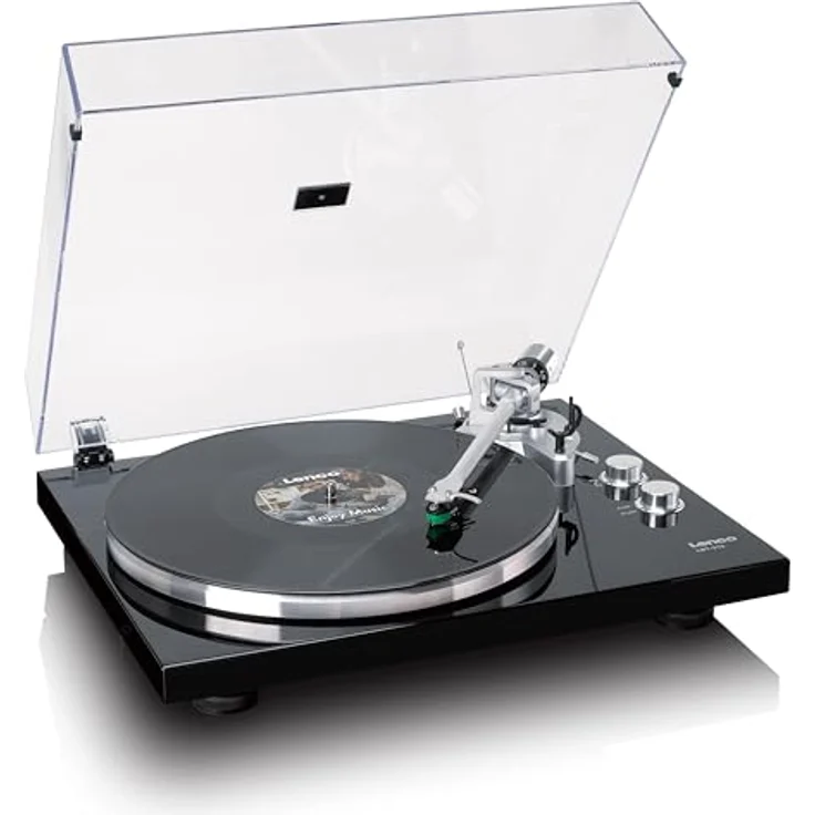 Lenco LBT-215BK - Plattenspieler mit Bluetooth® und einem Metall-Plattenteller, Tonarm und Gegengewicht - Piano Black – Bild 3
