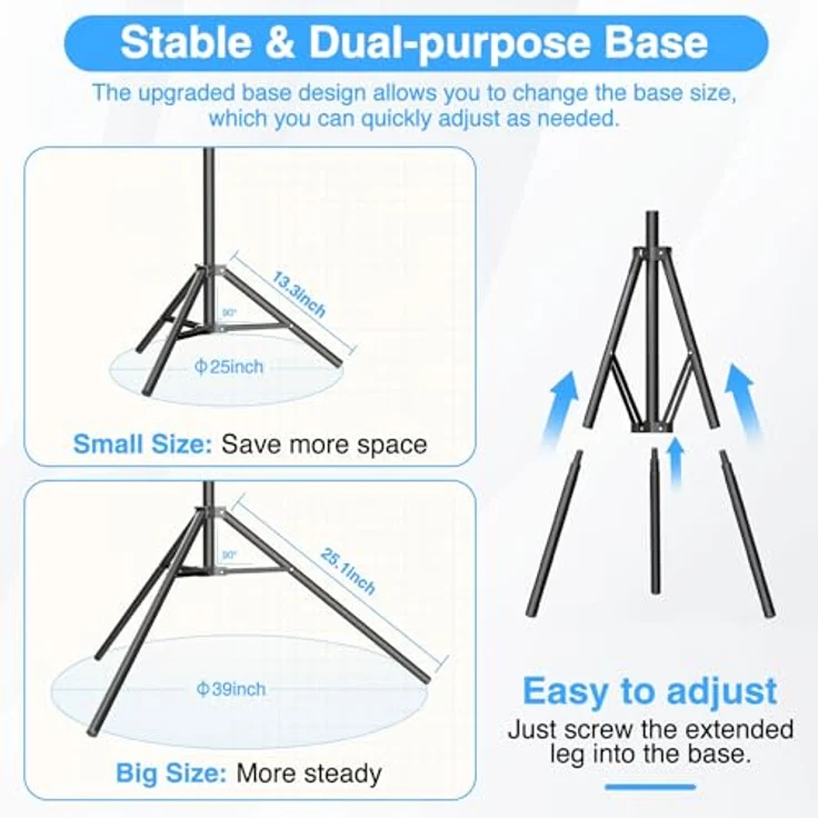 EMART T Form Hintergrund Ständer, 1,5x2,5m Hintergrundsystem mit 4 Federclips, Tragetasche für Fotostudio, anpassbare Höhe 1,8m - 2,55m, faltbar für Portrait- und Produktfotografie – Bild 3