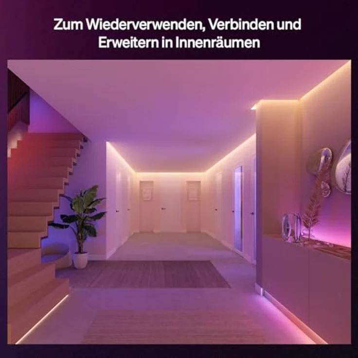 Philips Hue Flux I-Verbindungsstück, 4 Stück für LED-Streifen, weiß, nahtlose Verbindung für durchgängiges Lichtbild – Bild 3