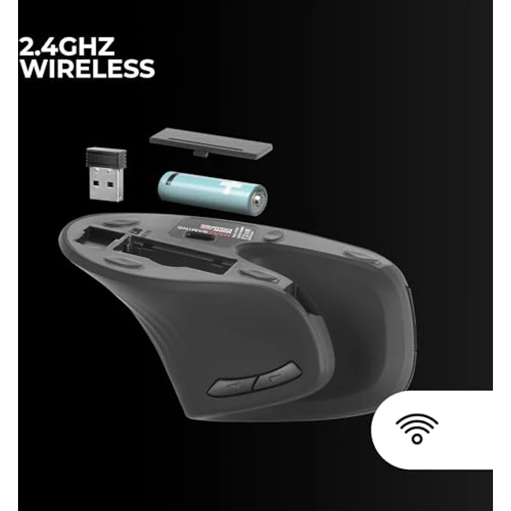 Mars Gaming MMW-ERGOPRO Schwarz, Ergonomische Vertikale Kabellose Maus mit 3200 DPI Optischem Sensor und Huano-Schaltern, 2.4GHz Drahtlos, Multi-Plattform Kompatibilität – Bild 5