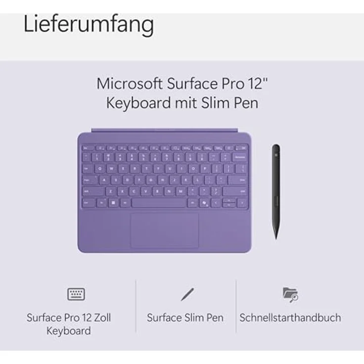 Microsoft Surface Pro 12" Keyboard mit Slim Pen, kompatibel mit Surface Pro (1. Edition), Violett, mit Hintergrundbeleuchtung und 360 Grad Scharnier – Bild 5