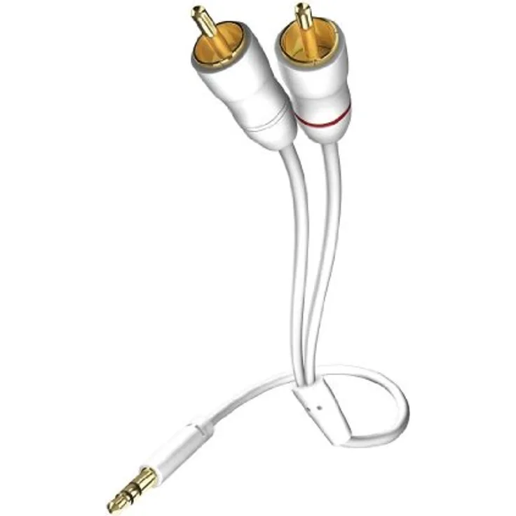 inakustik – 003100015 – Star Klinkenadapter - 3,5mm Klinke -> 2 x RCA | Für den Anschluss vom Smartphones, Tablets oder PC an HiFi-Verstärker | 1,5m in Weiß | Folienschirm gegen äußere Störeinflüsse