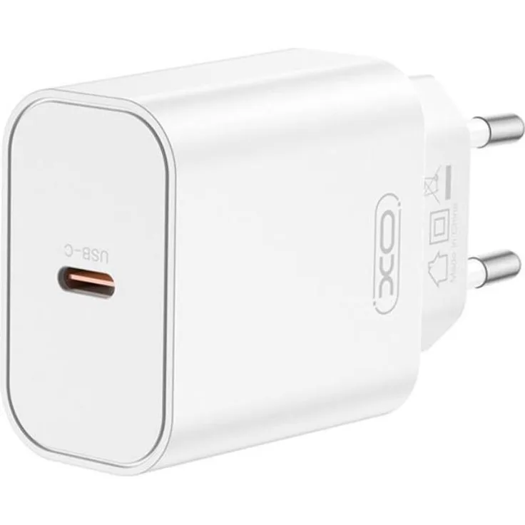 XO CE32 USB-C PD 20W Wandladegerät, kompakter Reiseadapter für Smartphone und USB-C Zubehör, Weiß