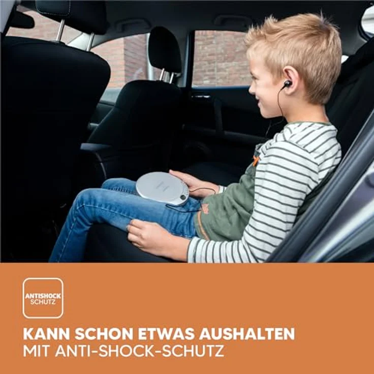 Lenco CD-201 - Tragbarer CD-Player Walkman - Diskman - CD Walkman - MP3 Funktion - Antishock - Mit Kopfhörern und Mikro USB Ladekabel - Silber – Bild 6