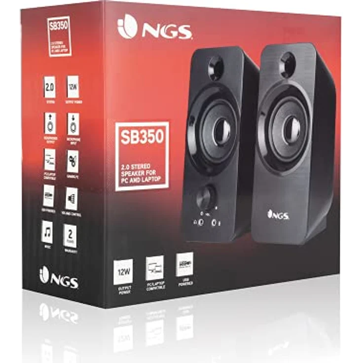 NGS SB 350, 2.0 PC-Lautsprecher mit 2x6 Watt RMS, Schwarz – Bild 9