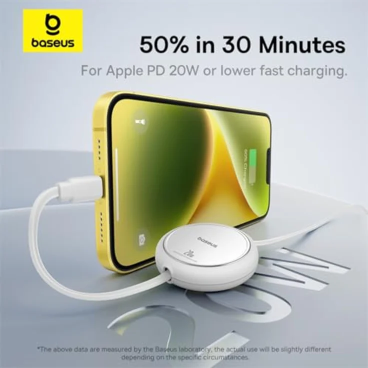 Baseus Free2Pull, Einziehbares USB-C auf Lightning Schnellladekabel, 1 m, 20W, Weiß, Hochgeschwindigkeits-Datenübertragung bis 480 Mbit/s – Bild 5