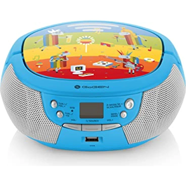 GoGEN Déco Spieler, CD-Radiorecorder für Kinder mit Bluetooth, Karaoke-Funktion, FM-Tuner, USB und Mikrofon, blau – Bild 3