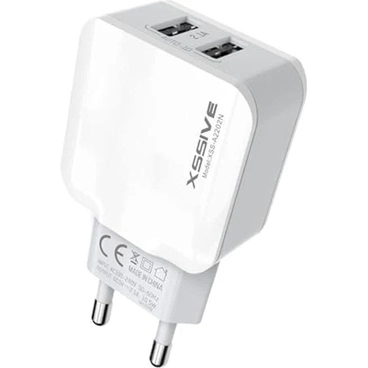 COFI 1453 Dual USB 2.1A Schnell Wandladegerät, kompaktes Reiseladegerät in weiß für schnelle Ladezeiten von Smartphones und Tablets – Bild 1