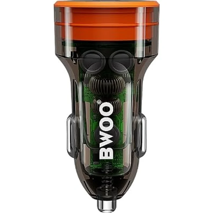 Bwoo 38W Auto Ladegerät, USB-C + USB-A mit Schnellladung und transparentem Design, kompakt – Bild 2