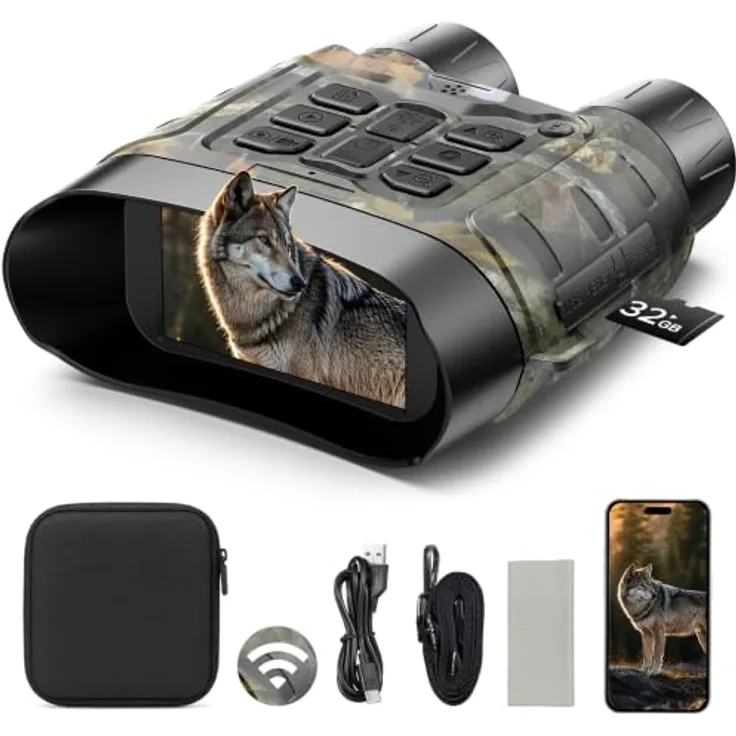 HOTPEAK Nachtsichtgerät 4K 112MP, 600m Reichweite, 18-fach Zoom, 4 Zoll HD Bildschirm, 32GB Karte, wiederaufladbar, 5000mAh Akku für Jagd, Camping und Beobachtung