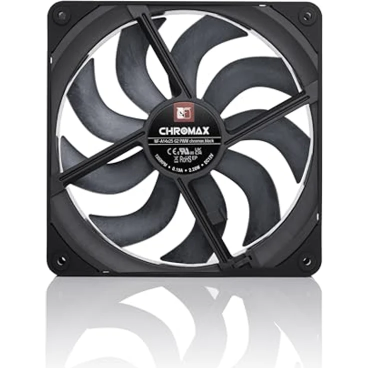 Noctua NF-A14x25 G2 PWM chromax.black, 140mm Premium-Gehäuselüfter mit revolutionärer Kühlleistung, 4-Pin, Schwarz – Bild 4