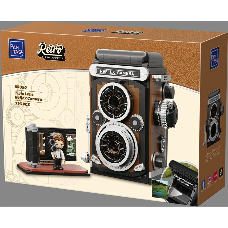 Pantasy Retro 85050 Twin Lens Reflex Camera, Bausatz mit 793 Teilen und funktionierendem Lichtschachtsucher