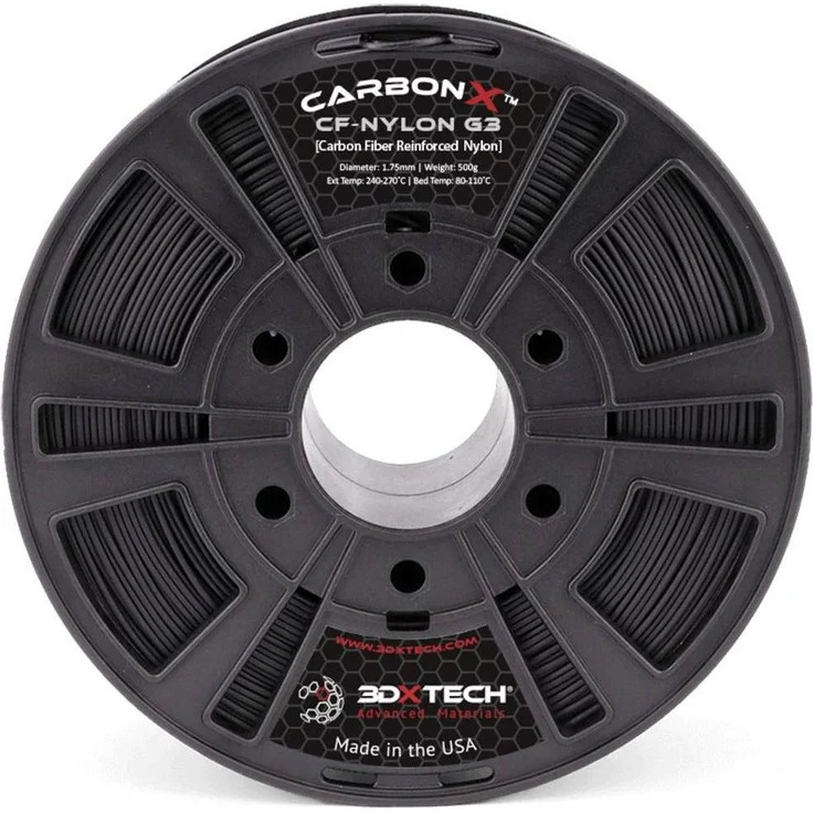 3D Xtech CarbonX CF-ASA Filament ASA, UV-beständig, witterungsbeständig, 1.75 mm, 750 g, Schwarz – Bild 1