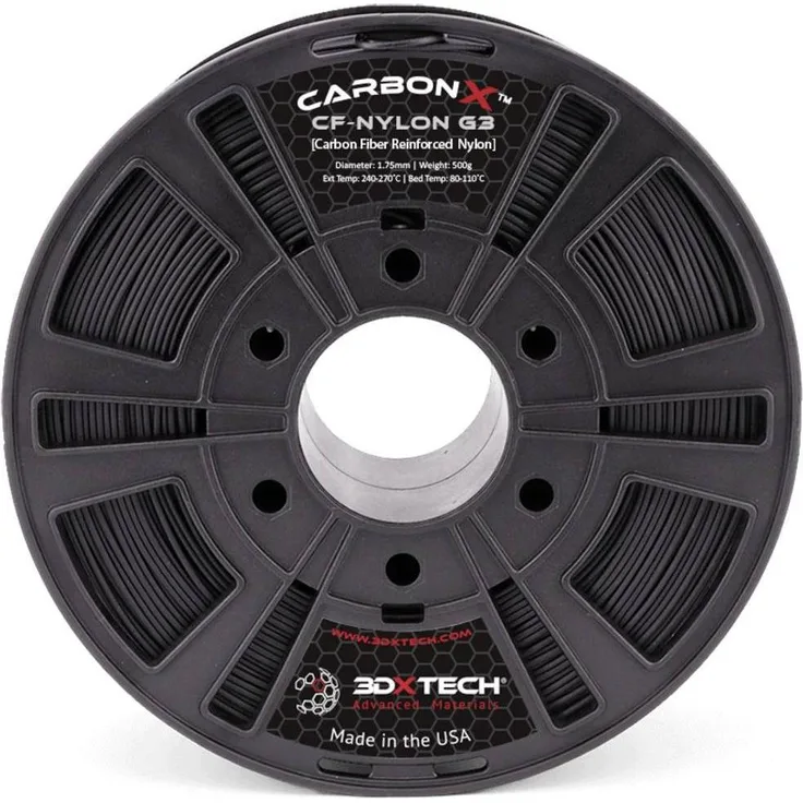 3D Xtech CarbonX CF-ASA Filament ASA, UV-beständig, witterungsbeständig, 1.75 mm, 750 g, Schwarz