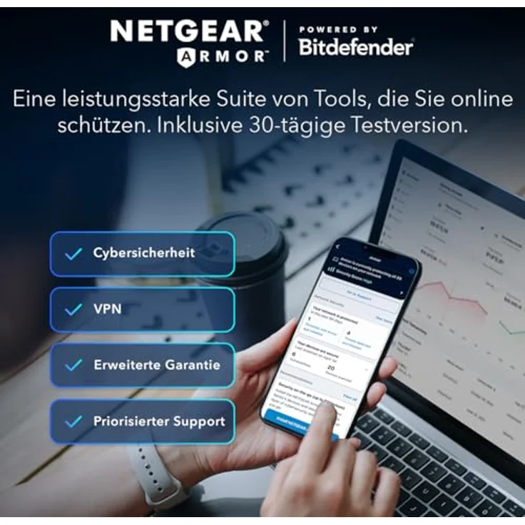 Netgear Nighthawk RAX9 AX1800 WiFi 6 Router, Dual-Band mit 5 RJ-45 Anschlüssen, schwarz – Bild 7