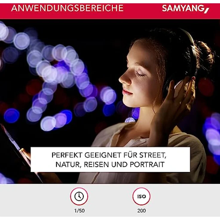 Samyang 50-1,5 Objektiv Video DSLR Canon EF manueller Fokus Videoobjektiv 0,8 Zahnkranz Gear, Porträtobjektiv schwarz – Bild 4