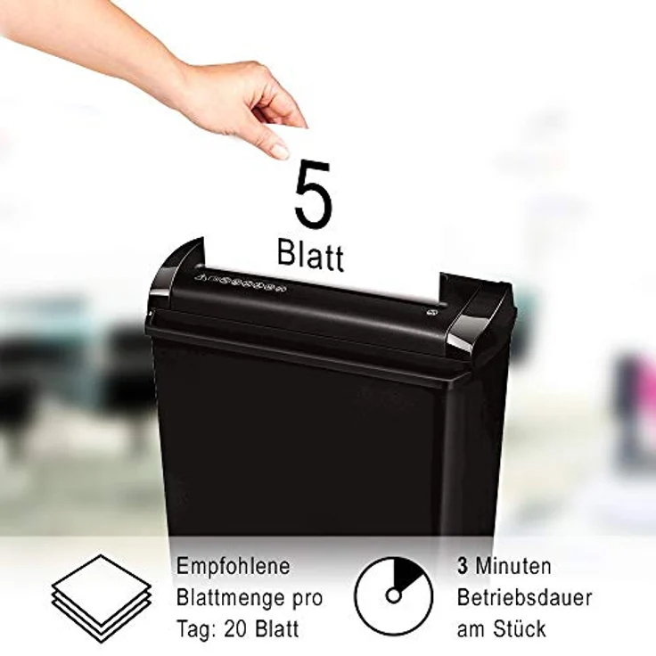 Fellowes Powershred P-25S Streifenschnitt-Aktenvernichter für Zuhause, 5 Blatt (P-1), gelegentliche Nutzung – Bild 3