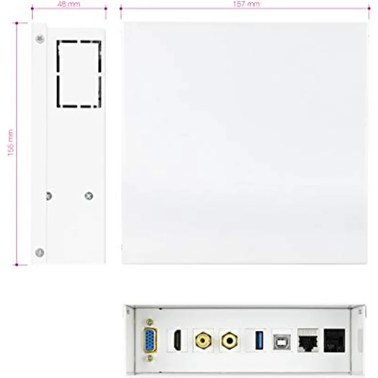 Nanocable 10.35.0003, Multimedia-Wandanschlussdose RJ-45 in Weiss mit HDMI, VGA, USB und Audioanschlüssen, zwei RJ45-Netzwerkanschlüssen – Bild 4