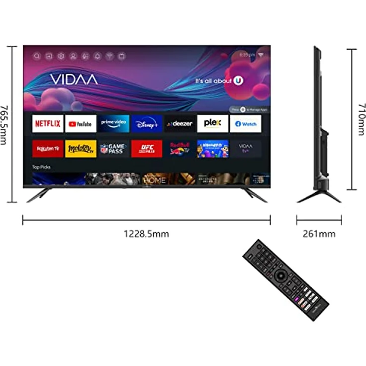 SMART TECH 4K-UHD LED 55 inch (139 cm) VIDAA Smart TV 55UV10V1 (APP Store, Netflix, YouTube, Prime Video, Spotify) – Bild 3