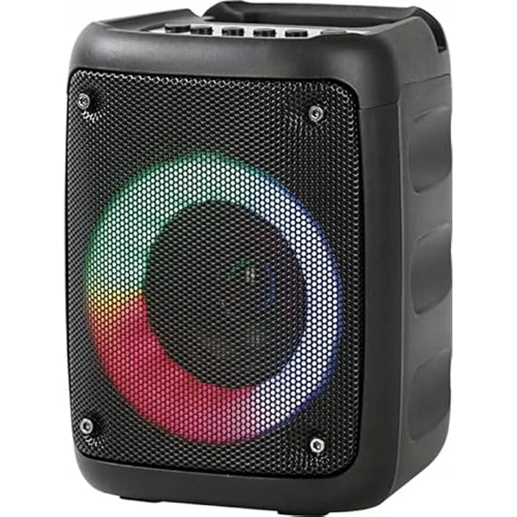 Rebeltec STAGE 180, Tragbarer Bluetooth-Lautsprecher mit RGB-Hintergrundbeleuchtung, 18W RMS, FM-Radio, USB, microSD, TWS-Funktion, schwarz – Bild 3