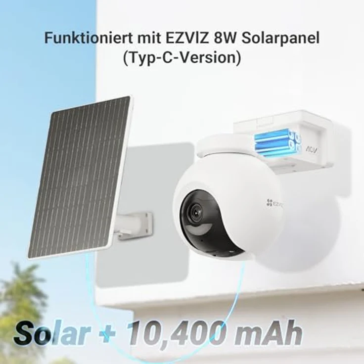 EZVIZ EB8 Pro, 4K 4G LTE Solar Überwachungskamera Aussen, 360° PTZ, 10.400mAh Akku, kabellos, Farbnachtsicht, Person/Auto/Tiererkennung, 2-Wege-Audio, mit 8W Solarpanel – Bild 4