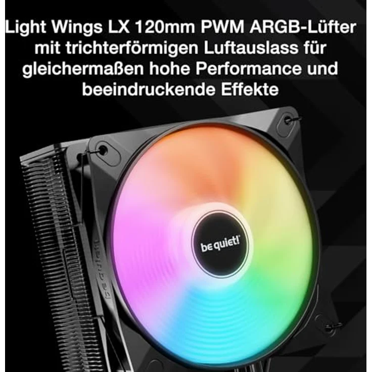 be quiet! Pure Rock 3 LX CPU-Kühler - 120mm, schwarz, mit sechs Heatpipes und ARGB-Beleuchtung – Bild 3