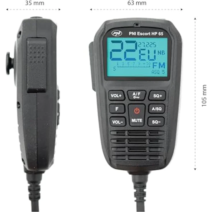 PNI Escort HP 65 ASQ, CB-Radiosender mit Noise Blanker, ASQ und einstellbarem SQ, 12 V - 24 V, Multinorm – Bild 9