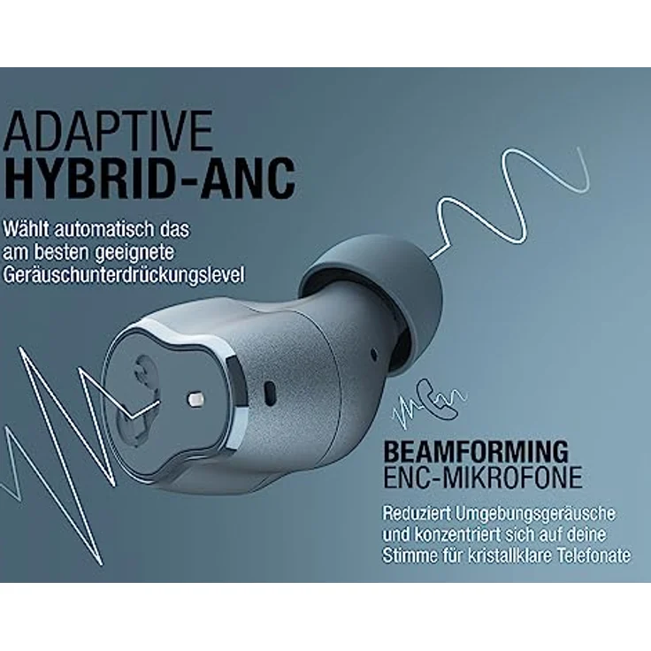Fresh 'n Rebel Twins Elite, kabellose In-Ear-Bluetooth-Kopfhörer mit Adaptive Hybrid Noise Cancelling, Personal Sound by Audiodo, Mulitpoint Bluetooth, ENC-Mikrofon, 29 h Spielzeit (Dive Blue) – Bild 4