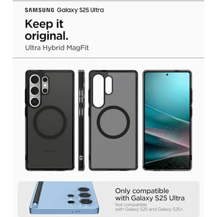 Spigen Ultra Hybrid MagFit Hülle für Samsung Galaxy S25 Ultra, Kompatibel mit MagSafe -Frost Black mit integriertem Magnet und Schutzrand – Bild 2