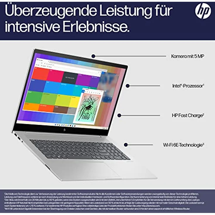 HP ENVY Laptop, 17,3" 4K UHD Display, Intel Core i7-1355U, 32 GB DDR4 RAM, 1 TB SSD, NVIDIA GeForce RTX 3050, Windows 11 Pro, QWERTZ, Silber – Bild 2