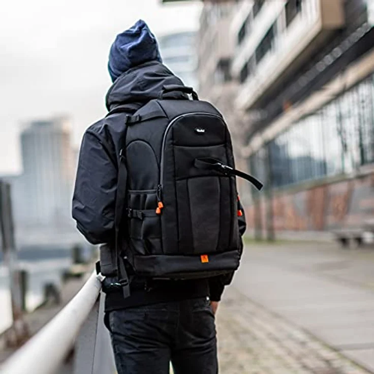 ROLLEI Fotoliner Ocean L Kameratasche, Schwarz, für 2-3 DSLR/DSLM Kameras, 36 recycelte Plastikflaschen, abnehmbarer Regenschutz, atmungsaktive Polsterung, Laptopfach bis 13 Zoll – Bild 4