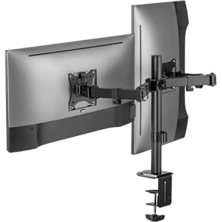 Ranqer Monitor Arm Dual zwart, Metall Halterung für 2 Monitore bis 32", maximale Tragfähigkeit 8 kg, Schwarz – Bild 2