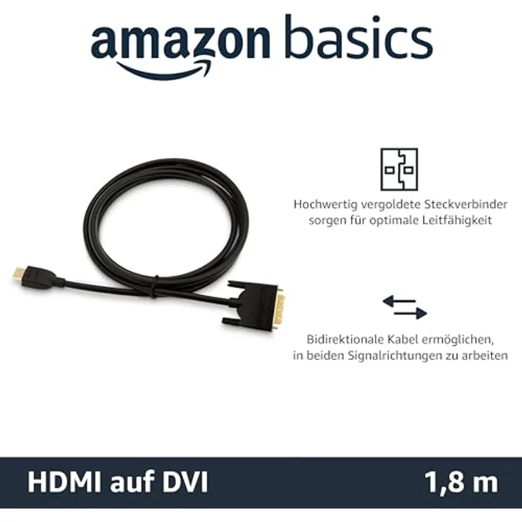 AmazonBasics HDMI-zu-DVI-Adapterkabel, -1,83 meter, (Nicht für den Anschluss an SCART- oder VGA-Anschlüsse) – Bild 3