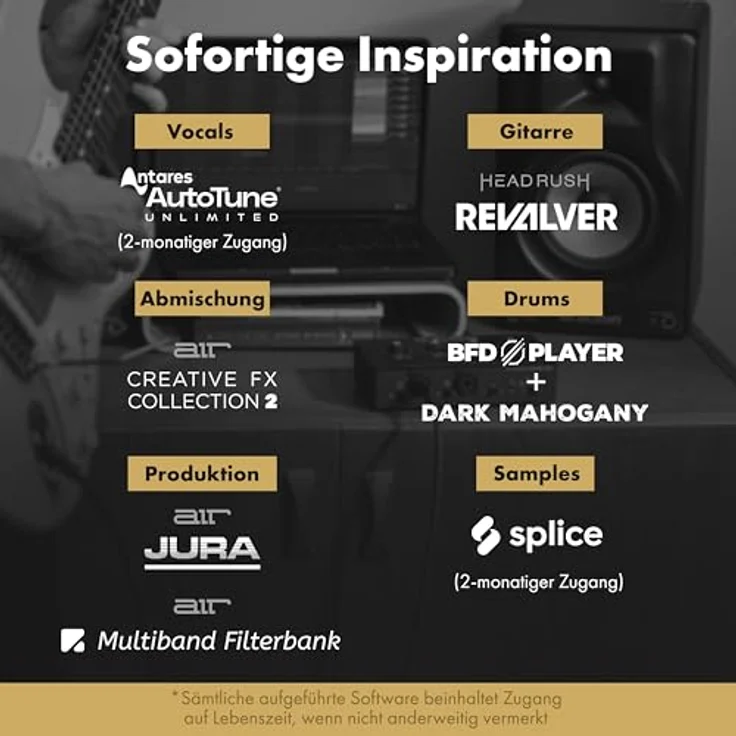 M-Audio M-Track Duo HD Producer Pack, 2-Kanal USB Audio Interface mit M100 Kondensatormikrofon und HDH41 Studio Monitoring Kopfhörern für Aufnahmen, 24-Bit/192kHz, schwarz – Bild 7