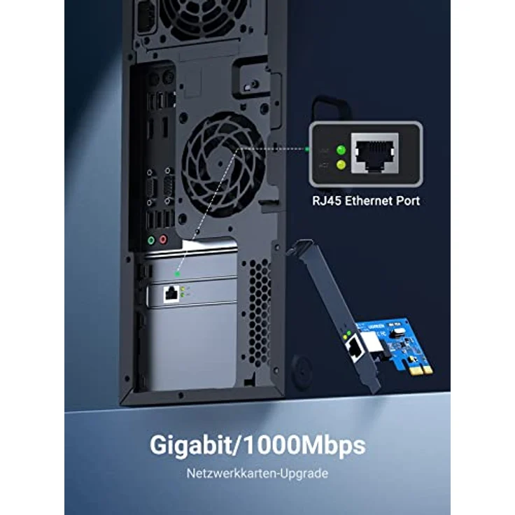 UGREEN PCI Express 1000Mbps PCIe Netzwerkkarte Gigabit Ethernet LAN Karte für PC, Windows 11/10/8/7/Vista/XP, RTL8111G-Chipsatz, inkl. Standard- und Low-Profile-Halterung – Bild 2
